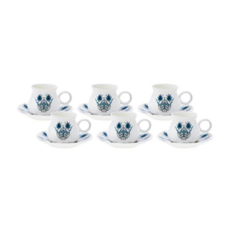 Karaca Bursa Set of 6 Coffee Cups, 90ML | 153.03.06.5678