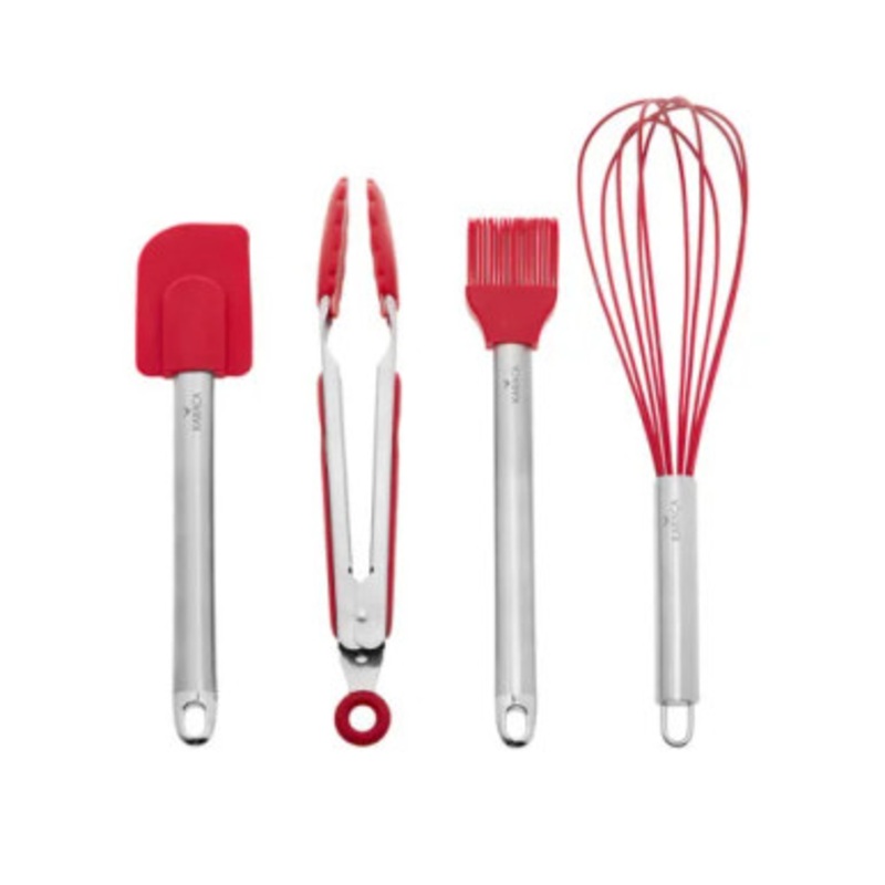 Karaca Cake 10Pcs Cake Serving Utensil Red Spatula 25cm  Brush 25cm  Tongs 27cm  Whisk 7cm  Cream Container and 5 Different Heads |  153.03.06.6513