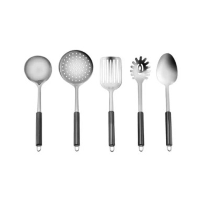 Karaca Apricot Master Black 5Pcs Service Set 1Pc Colander 33cm  1Pc Ladle 32cm  1Pc Slotted serving spoon 33.5cm  1Pc Slotted Spatula 33.5cm  1Pc Pasta Spoon 31.5cm | 153.03.08.2895