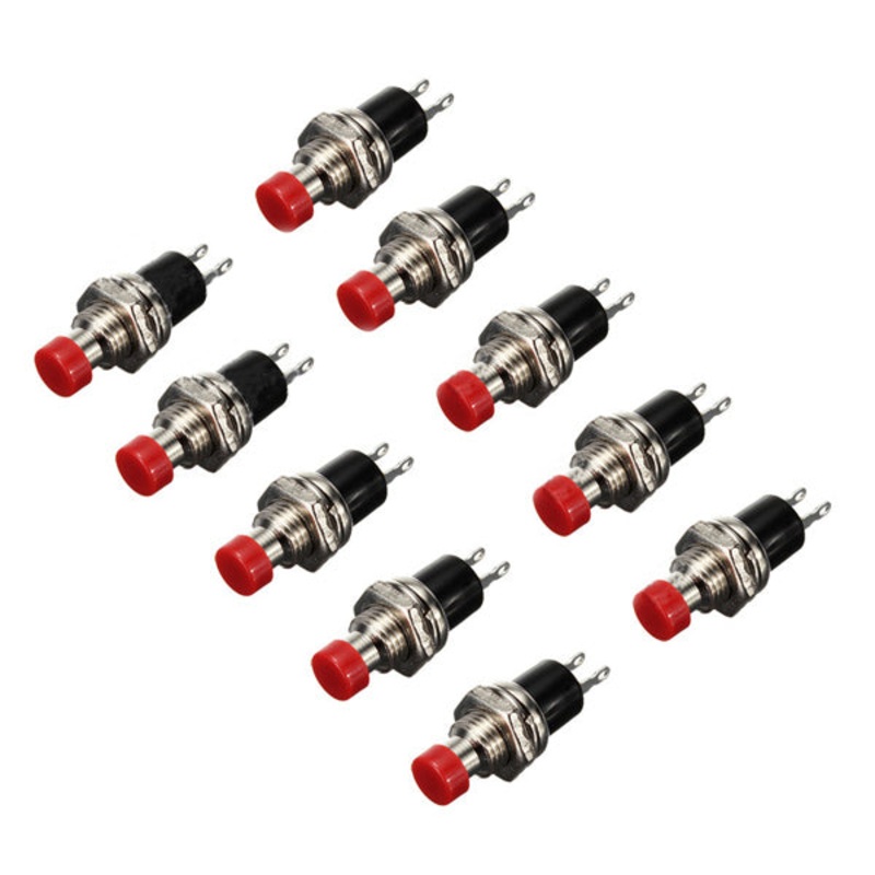 10Pcs DC 50V 0.5A Red Knob Momentary Push Button Switch