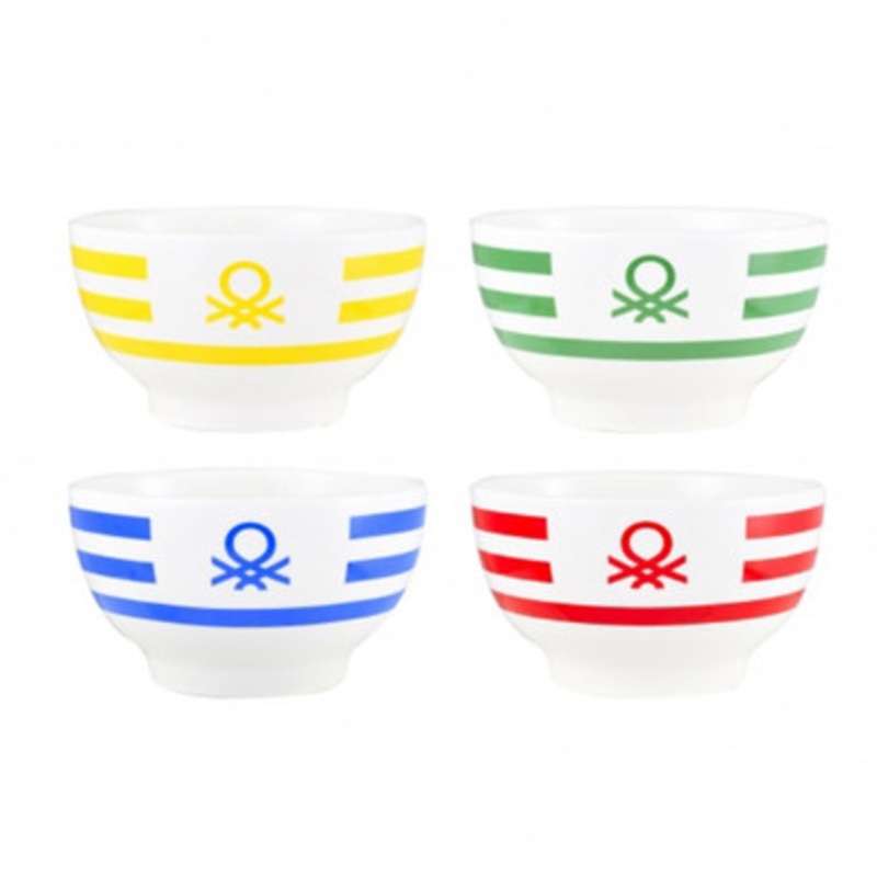Benetton Home Assorted Box Of 2Pcs New Bone China Bowl Set With Rainbow Be Logo | BE-0854-AA