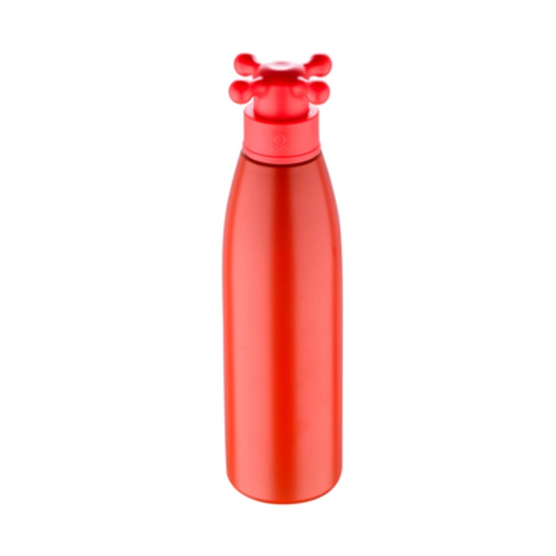 Benetton Home Single Wall Water Bottle 750ML SS Red W/ Tap LID Rainbow Be | BE-0810-RD-HU