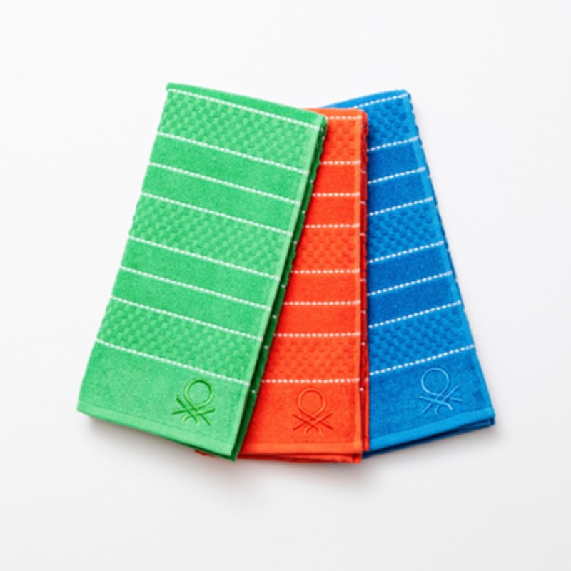 Benetton Set 3Pcs Kitchen Towel 50x70cm 420Gsm Blue-Red-Green | BE-2361