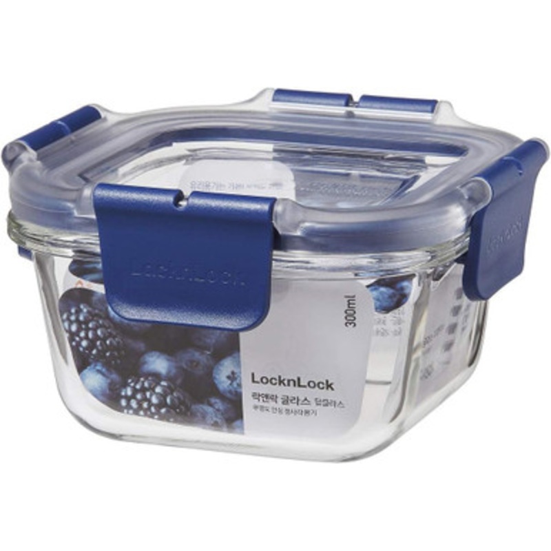 LocknLock Square Leak Proof Heat Resistant Glass 300ml Food Storage Container | LBG205