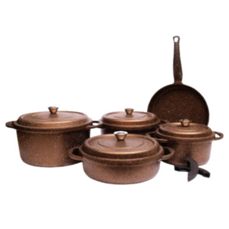 Falez Nova Cast Premium Set (Copper) 9pcs – Glass Lid | HUR-A-15413