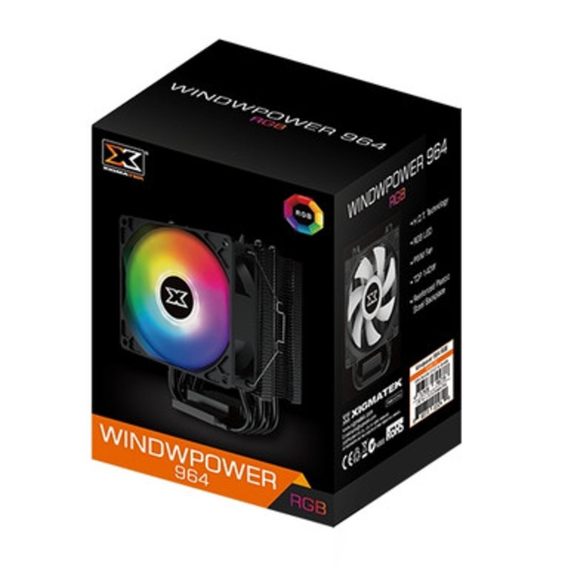 Xigmatek Windpower 964 RGB (Black Anodized, 90mm RGB PWM Fan,  Reinforced Plastic Backplate) | EN45778