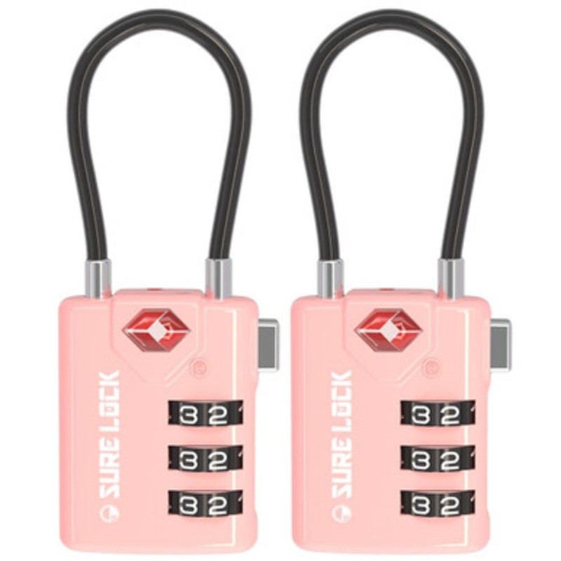 TSA Luggage Locks with 3-Digit Combination Lock – Pink | TSA21105P