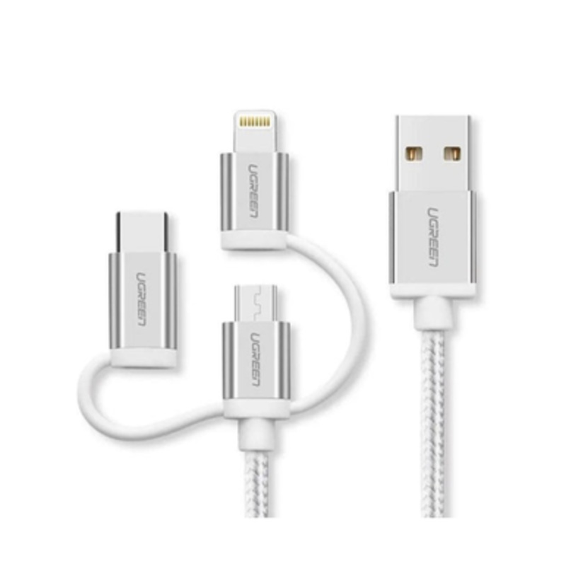 UGreen 1.5m USB to 3 in1 Lightning+ Type C +Micro USB Male Lightning Charging & Sync Cable | 50203