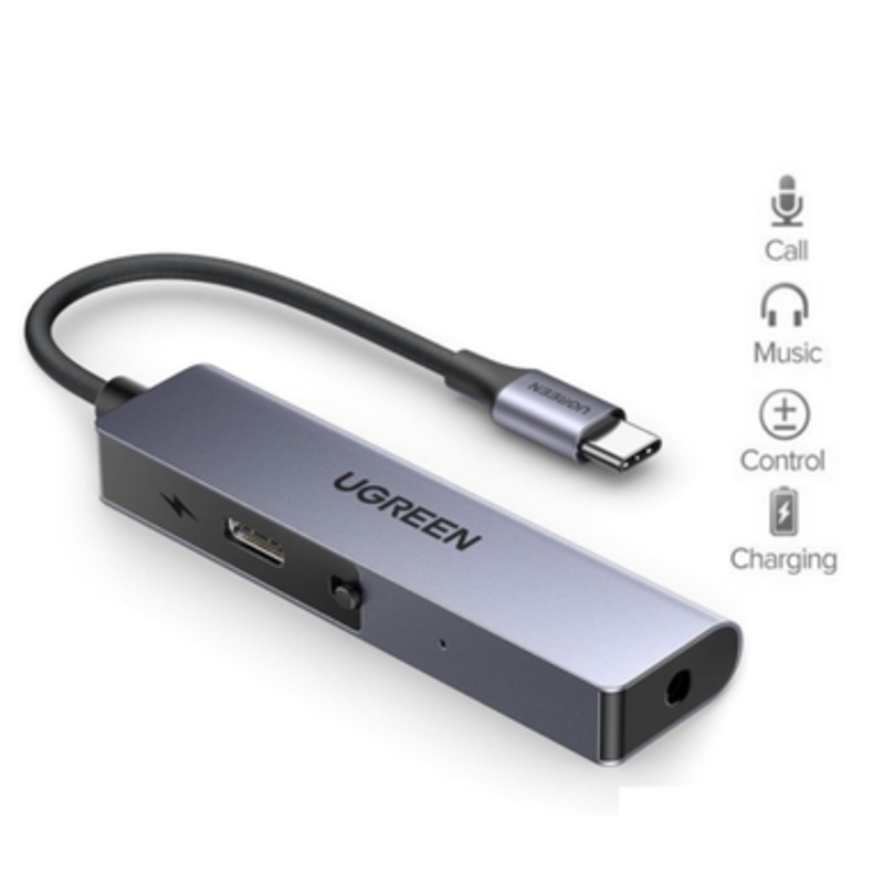 UGREEN USB C to 3.5mm Headphone & USB-C Charging Port, Built-In Microphone | 90518