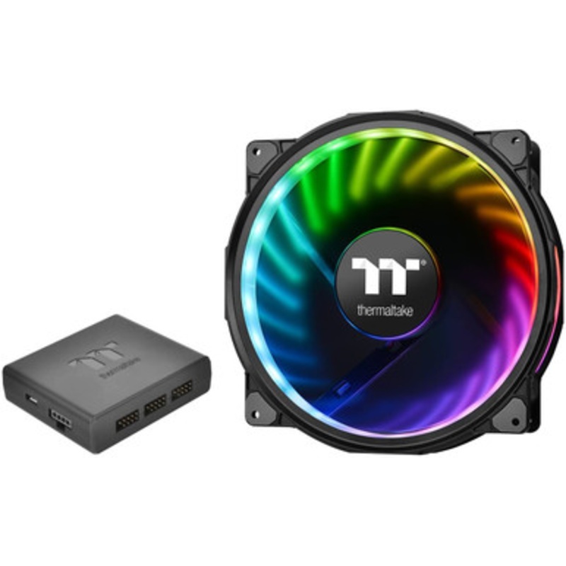 Thermaltake Riing Plus 20 RGB TT Premium Edition w/Controller 200mm Software Enabled Circular 12 Addressable LEDs Sets (24 Addressable LEDs) 11 Blades RGB Riing Case/Radiator Fan CL-F069-PL20SW-A