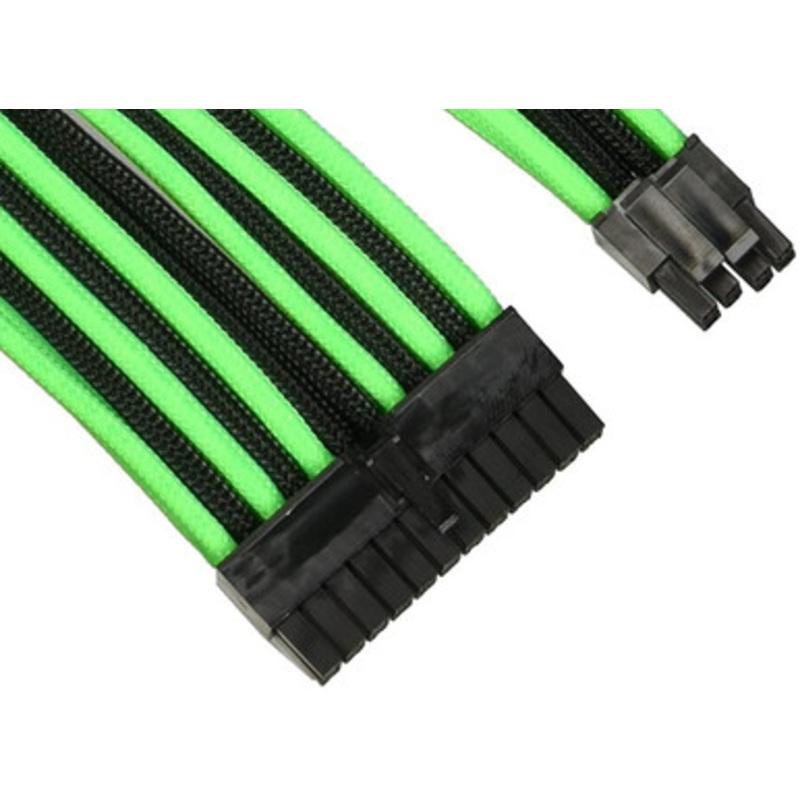 Thermaltake TtMod Sleeve Extension Power Supply Cable Kit ATX/EPS/8-pin PCI-E/6-pin PCI-E with Combs, Green/Black | AC-034-CN1NAN-A1