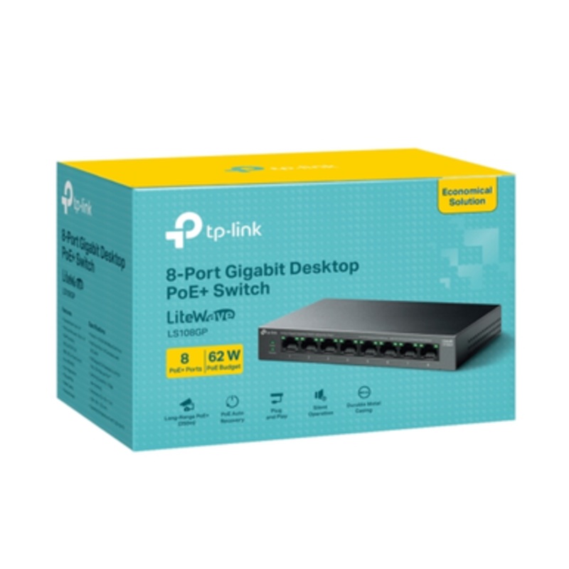 TP-Link 8-Port Gigabit Desktop Switch with 8-Port PoE+ | LS108GP