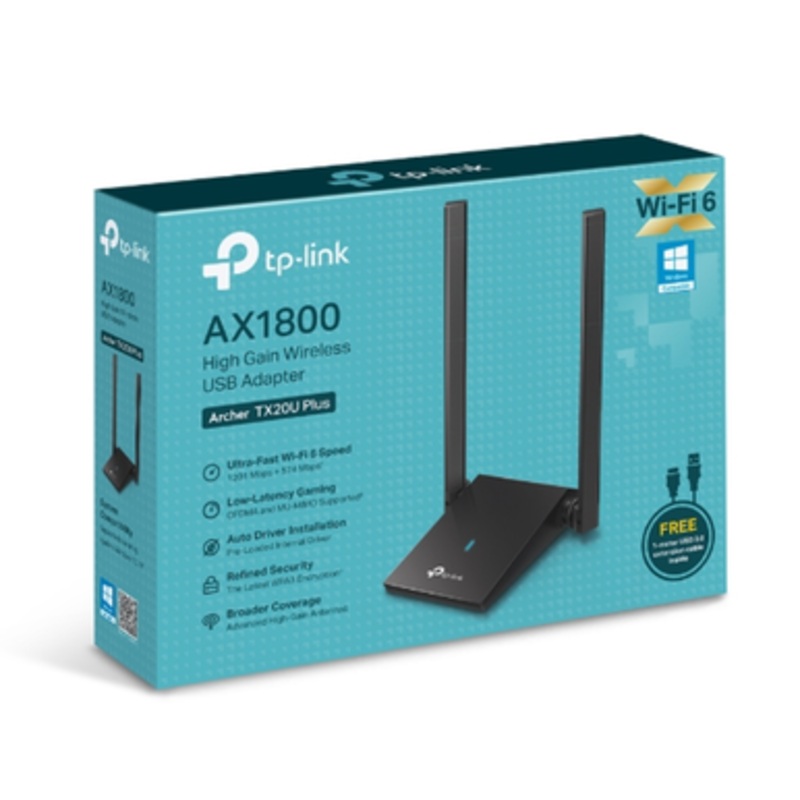 TP-Link AX1800 Dual Antennas High Gain Wireless USB Adapter | Archer TX20U Plus