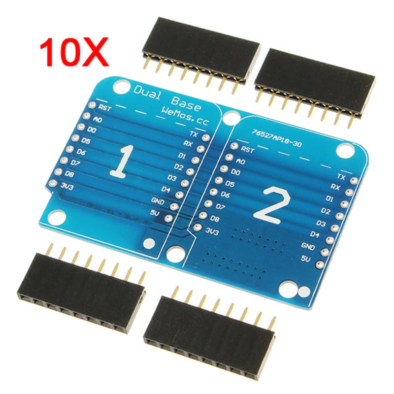 10Pcs WeMos Double Socket Dual Base Shield For WeMos D1 Mini NodeMCU ESP8266