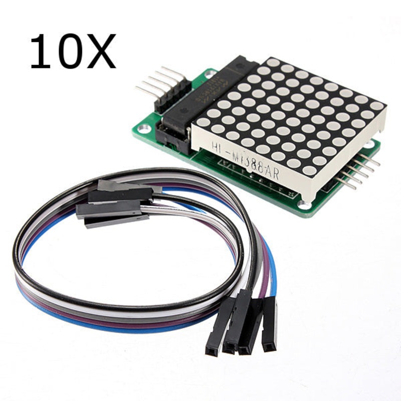 10Pcs MAX7219 Dot Matrix Module MCU LED Control Module Kit For Arduino