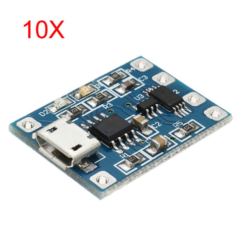 10Pcs Micro USB TP4056 Charge And Discharge Protection Module Over Current Over Voltage Protection