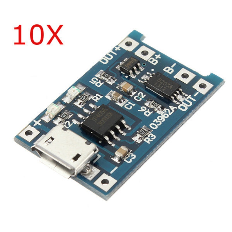 10Pcs USB Lithium Battery Charger Module With Charging And Protection