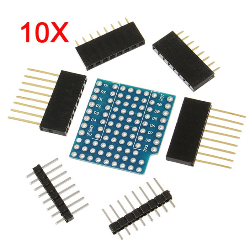 10Pcs WeMos ProtoBoard Shield For WeMos D1 Mini Double Sided Perf Board Compatible