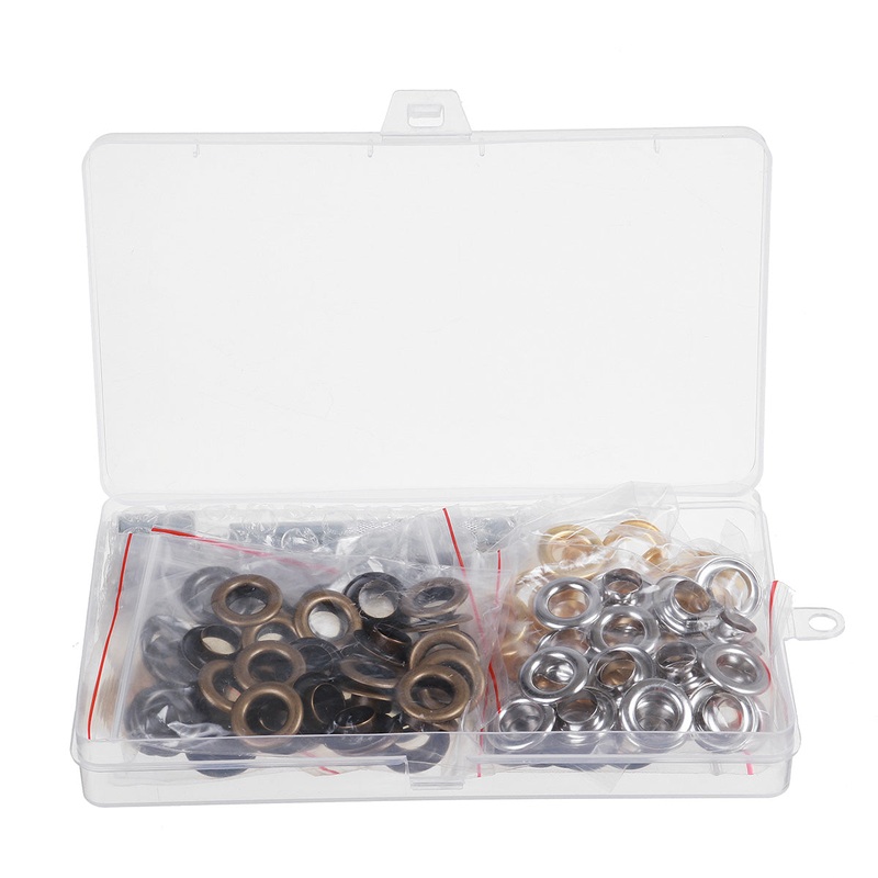 100pcs 10mm DIY Eyelet Grommets Brass Tool Kit Leather Craft Banners Belt Repair