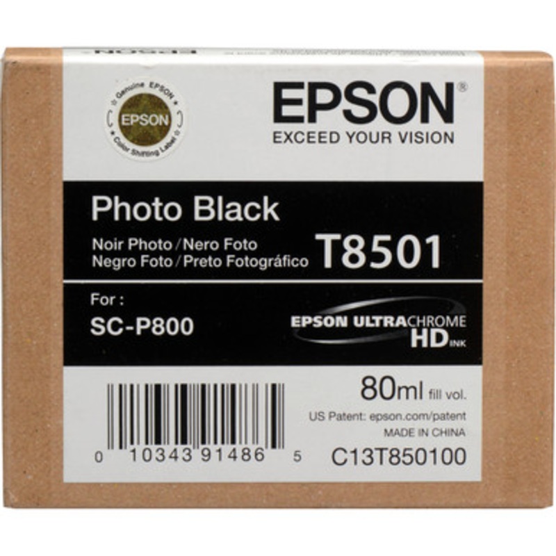 Epson Ink Cartridges, Ultrachrome HD, T8501, Killer Whale, Singlepack, 1 x 80.0mlBlack | T850100