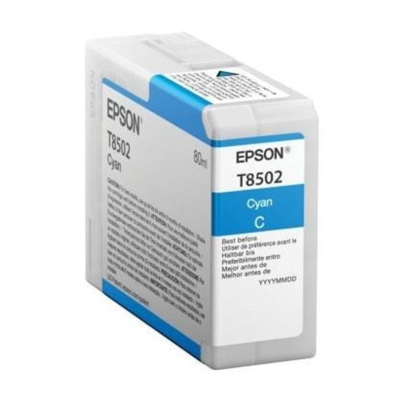 Epson Ink Cartridges, Ultrachrome HD, T8502, Singlepack, 1 x 80.0mlCyan | C13T850200