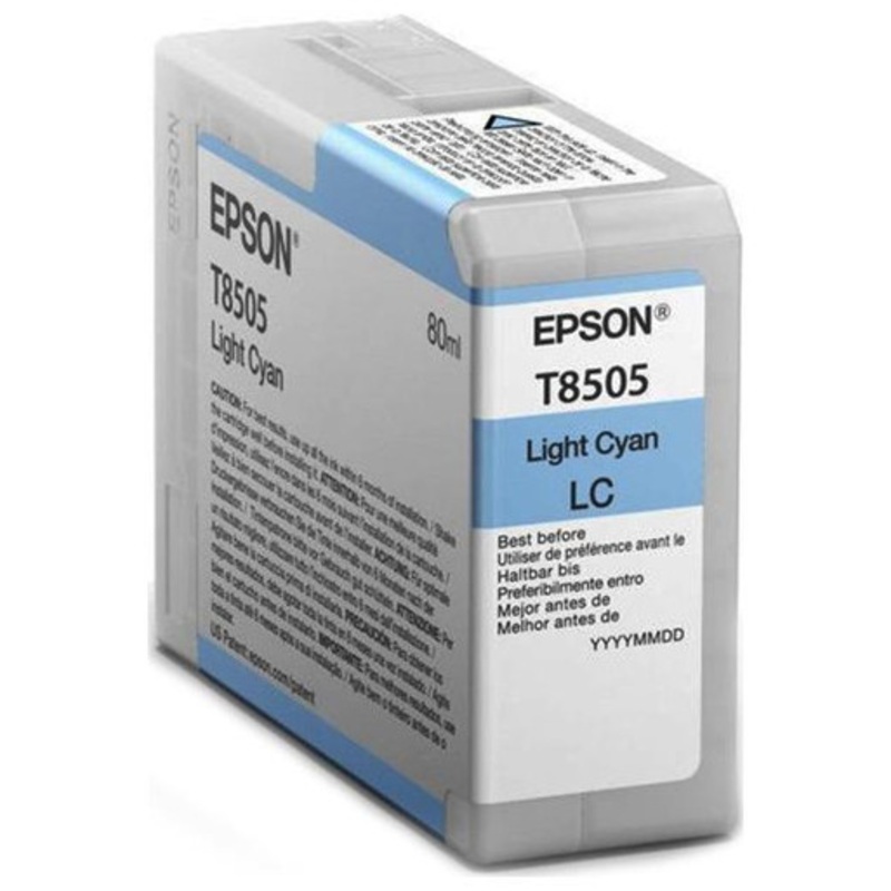 Epson Ink Cartridges, Ultrachrome HD, T8505, Singlepack, 1 x 80.0mlLight Cyan | C13T850500