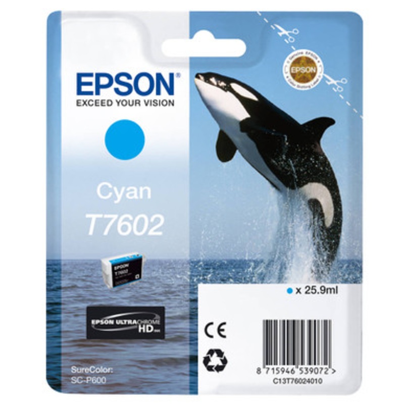 Epson Ultrachrome HD, Killer Whale, Singlepack, 26mlCyan | T76024010