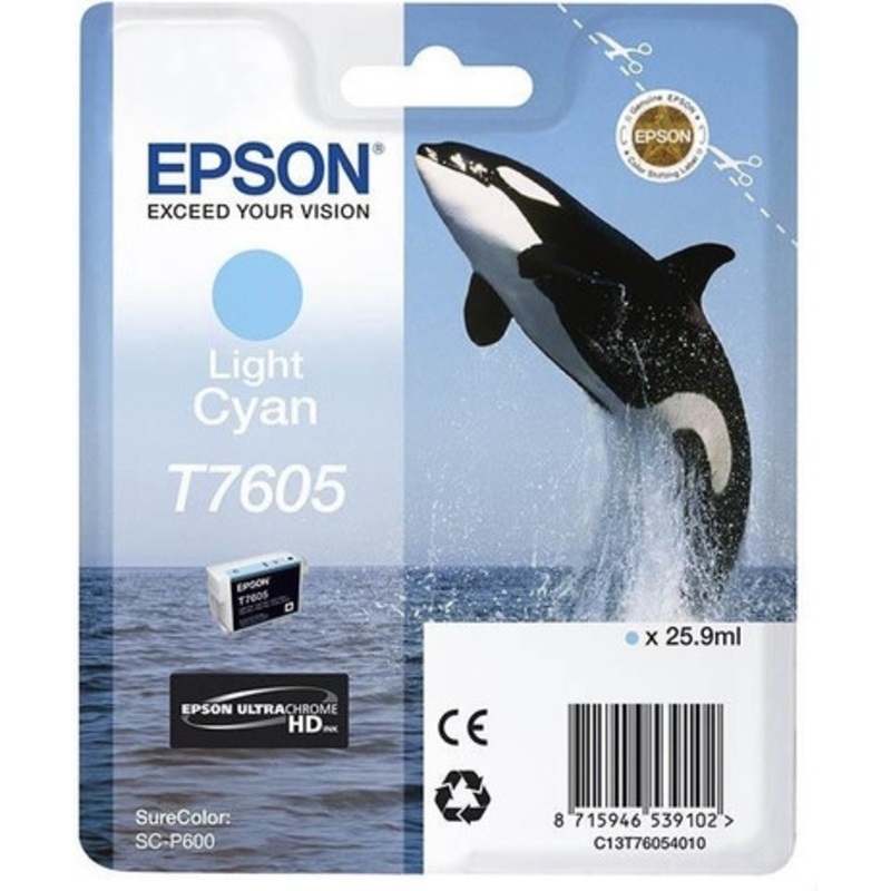Epson Ultrachrome HD, Killer Whale, Singlepack, 26mlLight Cyan | T76054010