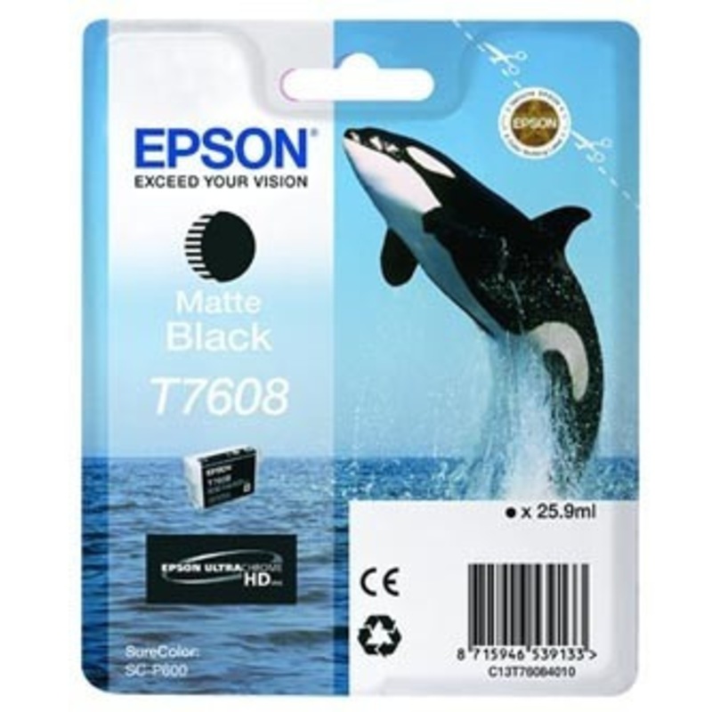 Epson Ultrachrome HD, Killer Whale, Singlepack, 26mlMatte Black | T76084010