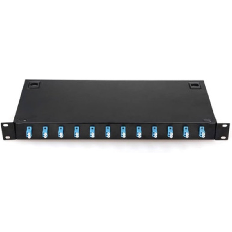 EussoNet 12 Port Fiber Patch Panel  Fully loaded with LC/Duplex Adapters and Pigtails | EU-F12LC