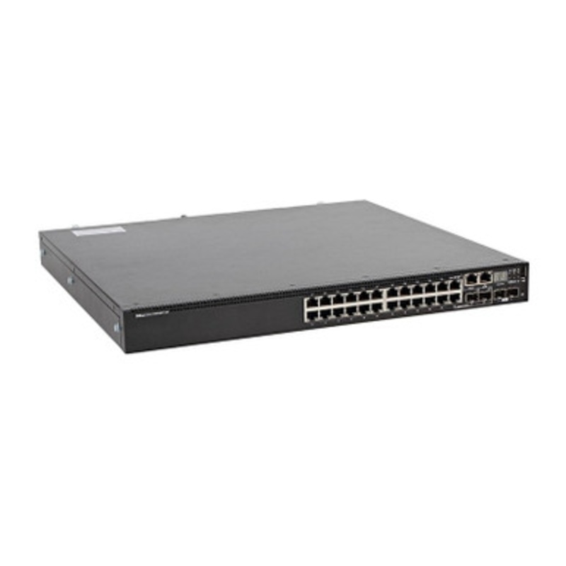 Dell EMC N3024ET-ON Switch, 24x 1GbT, 2x SFP+ 10GbE, 2x GbE SFP combo  ports, L3, Stacking, IO to PSU air,1x AC PSU Switch