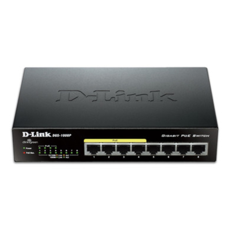 Dlink 8-Port Gigabit Unmanaged Desktop PoE Switch | DGS-1008P