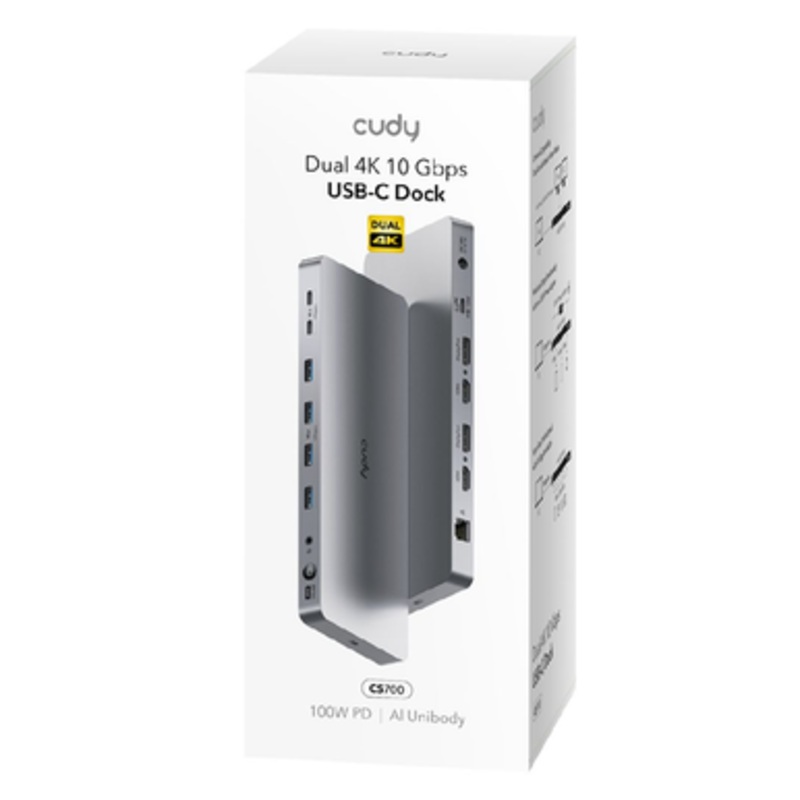 Cudy 13-IN-1 10Gbps USB-C Dual 4K Docking Station | 150W PSU | CS700