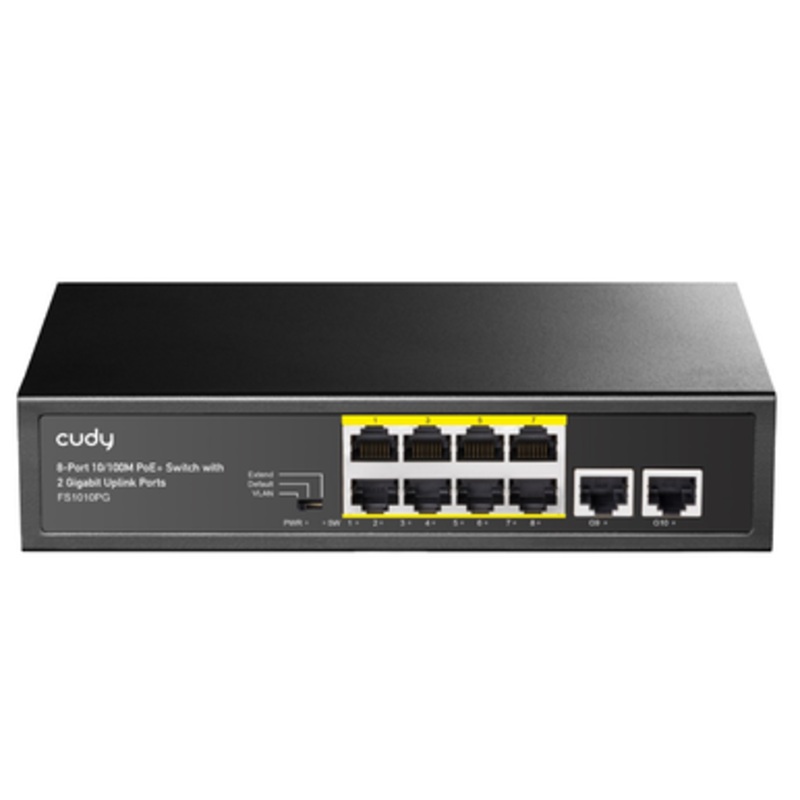 Cudy FS1010PG 10-Port Gigabit PoE+ Switch with 8 PoE Ports and 2 SFP Uplink Slots for High-Powered Network Solutions