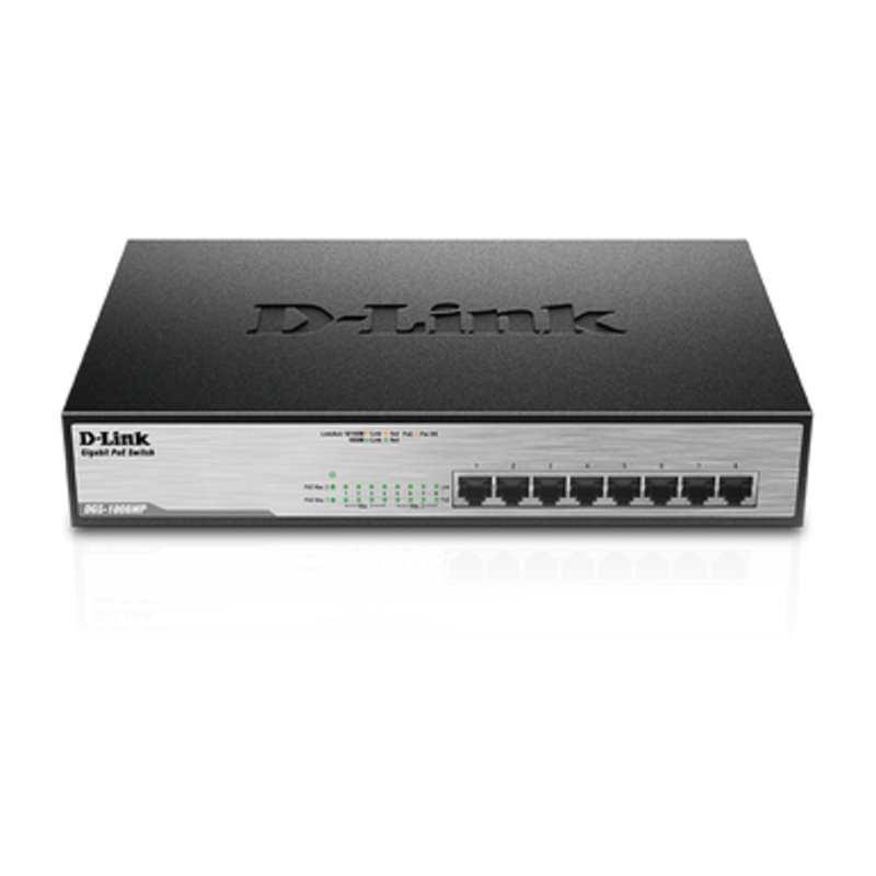 D-Link 8-port 10/100/1000Base-T Unmanaged PoE Switch |DGS-1008MP