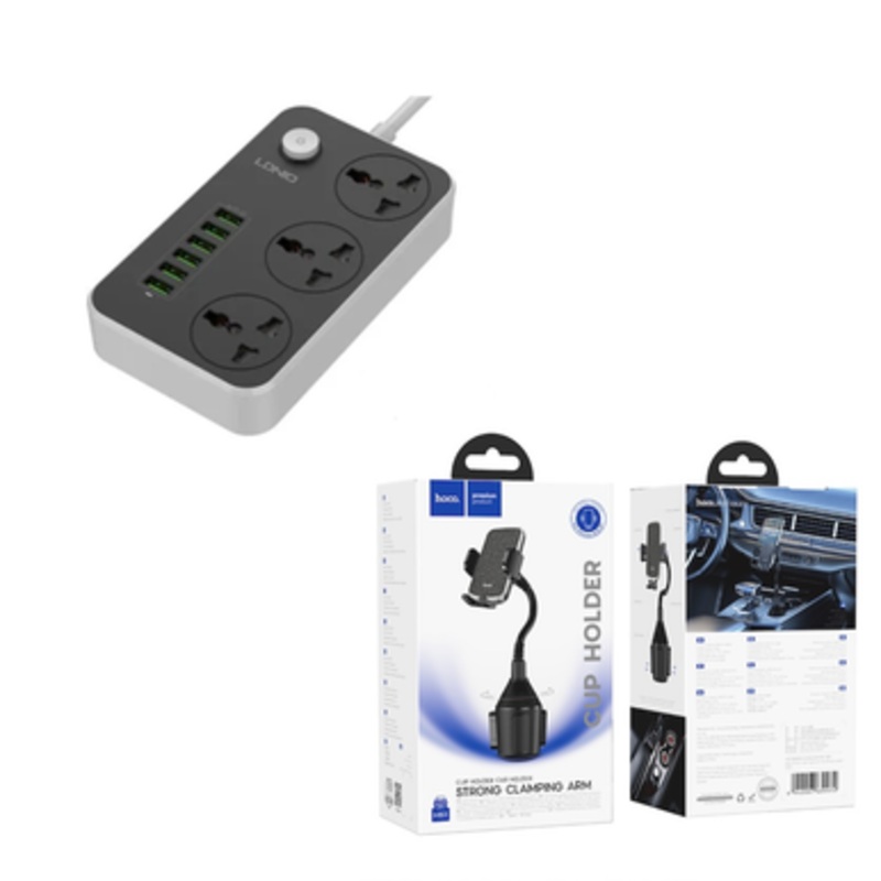 BUNDLE: LDNIO SC3604 3 Port & 6 USB Universal Power Socket + HOCO H63 Strong Clamping Arm