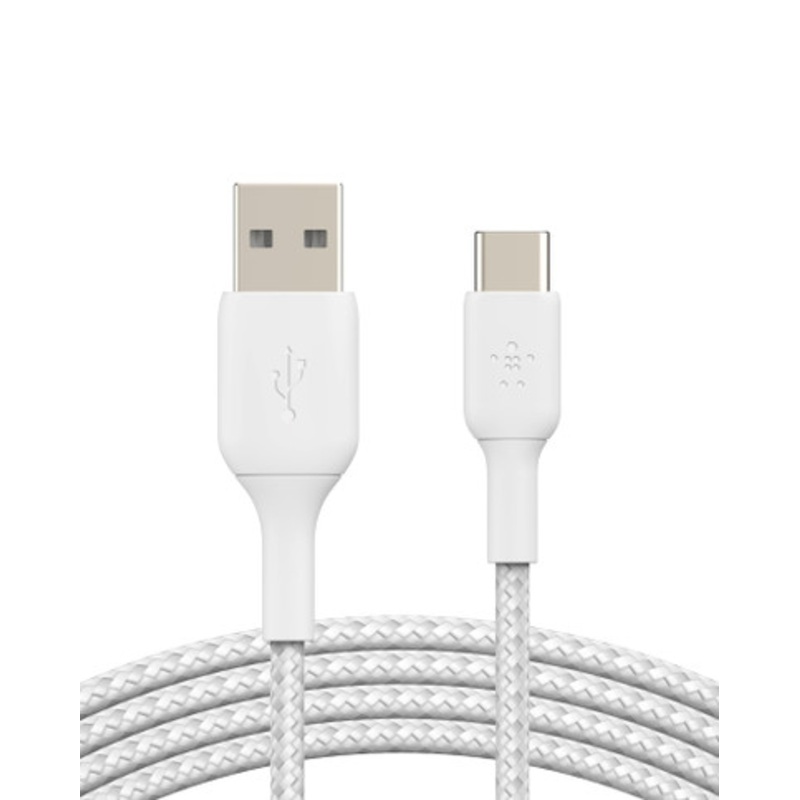 Belkin BoostCharge Braided USB-C to USB-A Cable 1m  White | CAB002BT1MWH