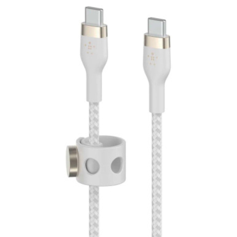 Belkin BoostCharge Pro Flex USB-C to USB-C Braided Silicone Cable 1m  White | CAB011BT1MWH