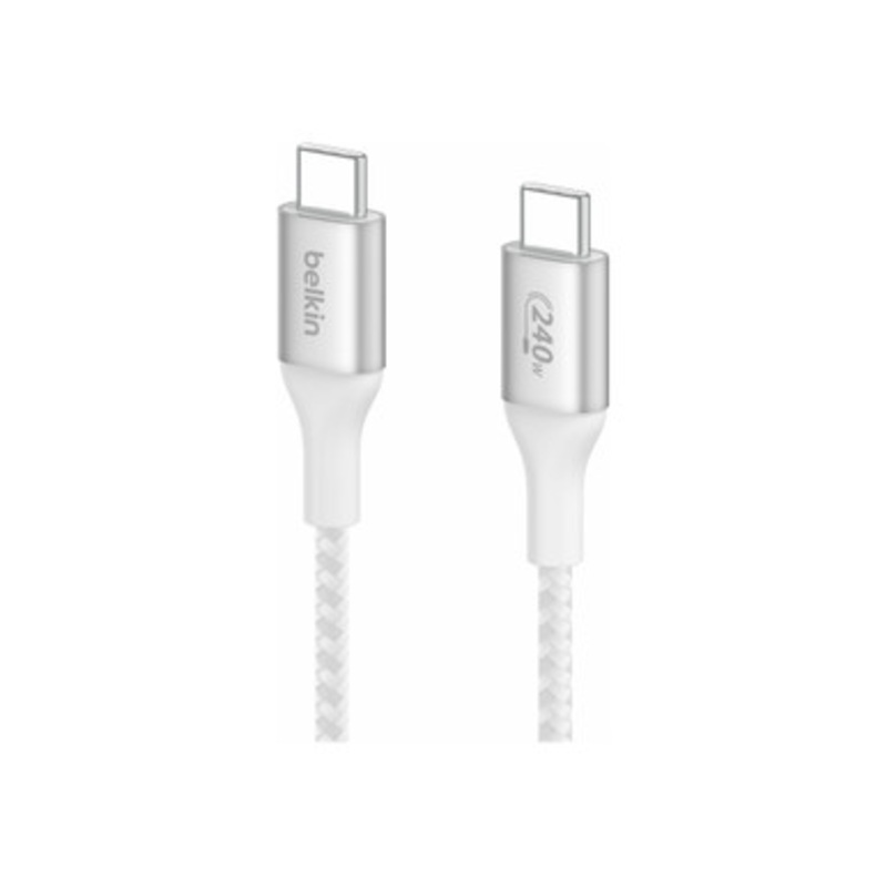 Belkin BoostCharge USB-C to USB-C Braided Cable 240W 2m  White | CAB015BT2MWH