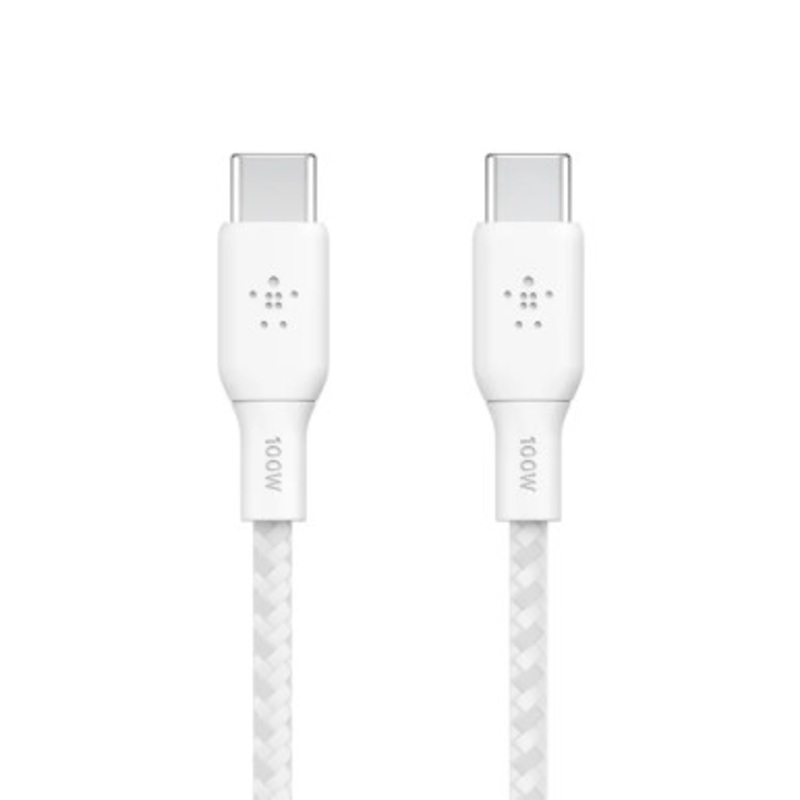 Belkin BoostCharge USB-C to USB-C Braided Cable 2m  White | CAB014BT2MWH