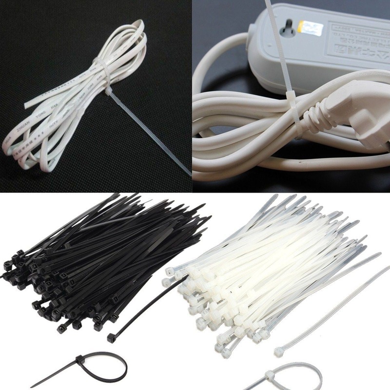 100pcs Nylon Zip Wrap Fasten Cable Loop Ties Wire Self-Locking 4×150/200/250/300mm