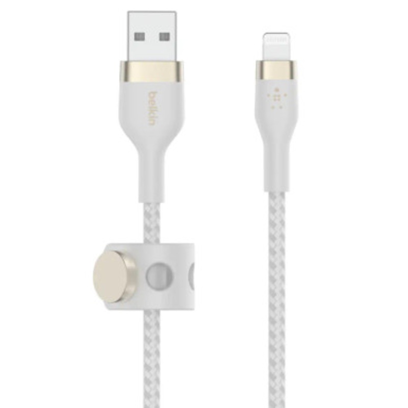 Belkin Boost charge  Pro Flex USB-A Braided Silicone Cable with Lightning Connector -3M, White| CAA010BT3MWH