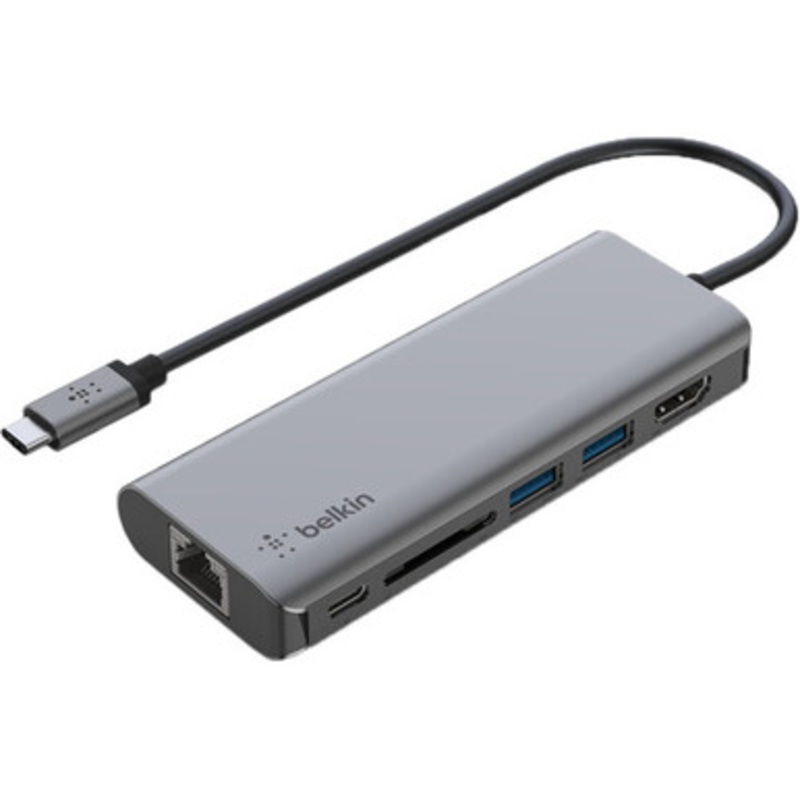 Belkin Connect USB Type-C 6-In-1 Multiport Adapter  ,Grey | AVC008BTSGY