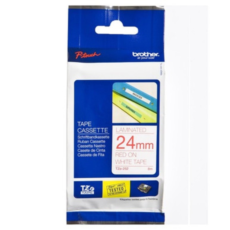 Brother TZe-252 Red On White (24mm) Tapes | TZe-252
