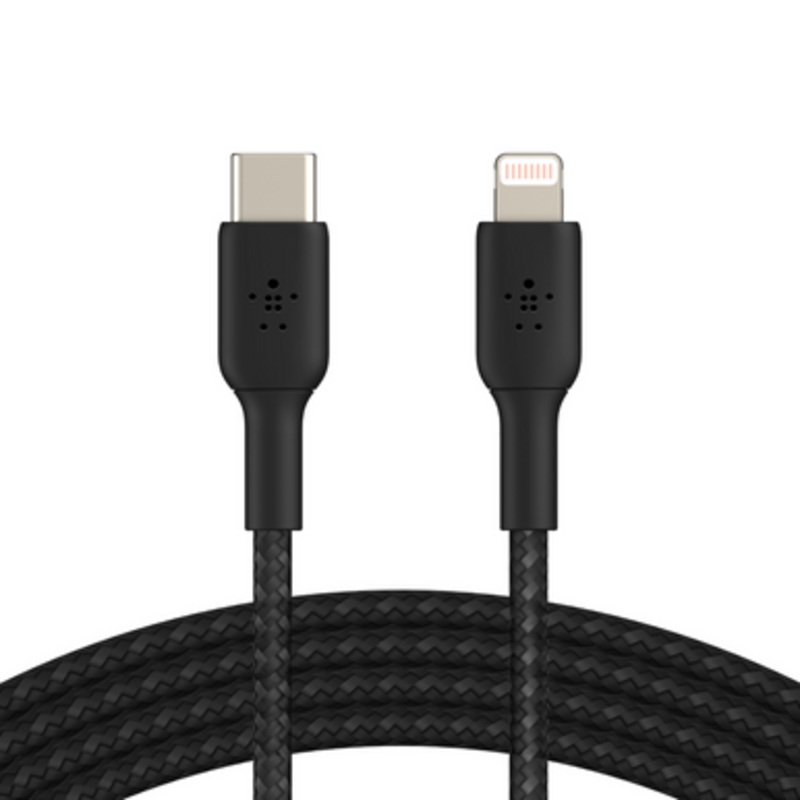 Belkin Boost charge  Braided USB-C to Lightning Cable -2M,Black | CAA004bt2MBK