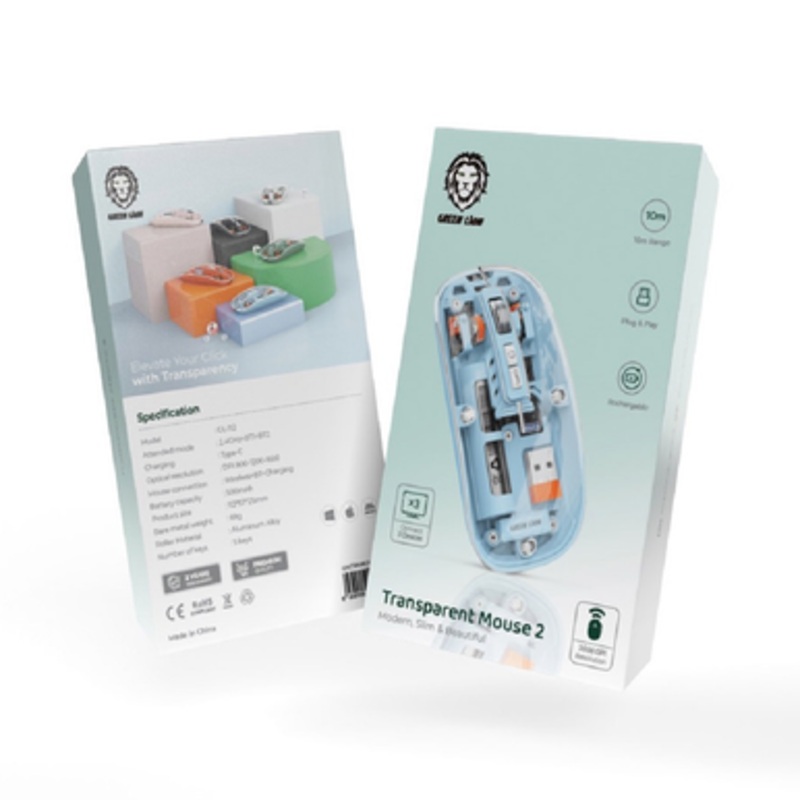 Green Lion Transparent Mouse 2 1600DPI – Blue | GNTRAMOUS2BL