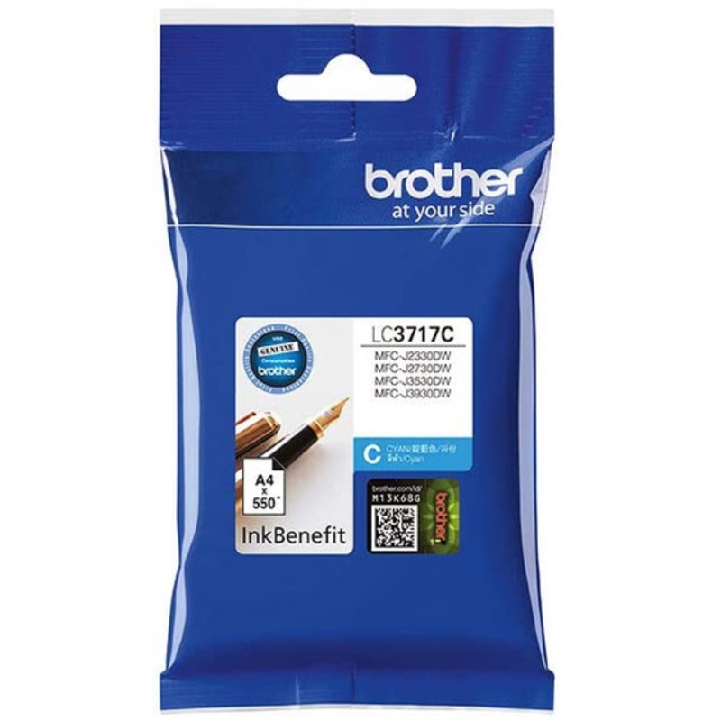 Brother Genuine High Yield Cyan Printer Ink Cartridge | LC3717C