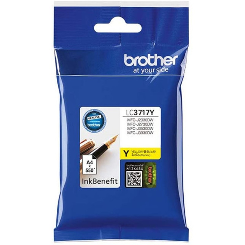 BROTHER Genuine High Yield Yellow Printer Ink Cartridge | LC3717Y