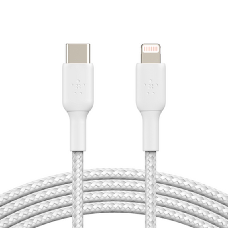 Belkin Boost charge  Braided USB-C to Lightning Cable -2M,White| CAA004BT2MWH