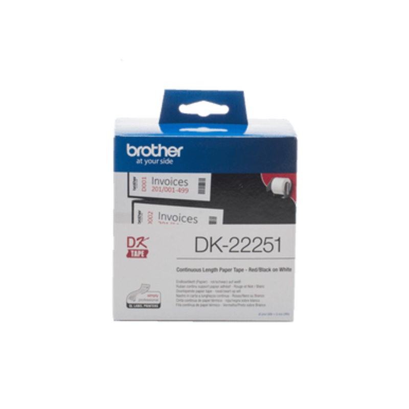 Brother Continuous Paper Label Roll  Black and Red on White, 62mm | DK-22251